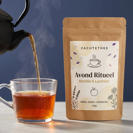 Warme Avond Ritueel thee wordt uit een gietijzeren theepot in een glazen kop geschonken