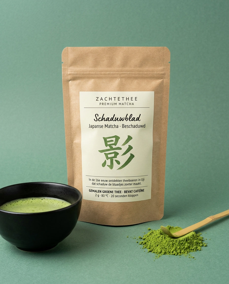 Zachtethee Schaduwblad – beschaduwde Japanse matcha, kraft zakje