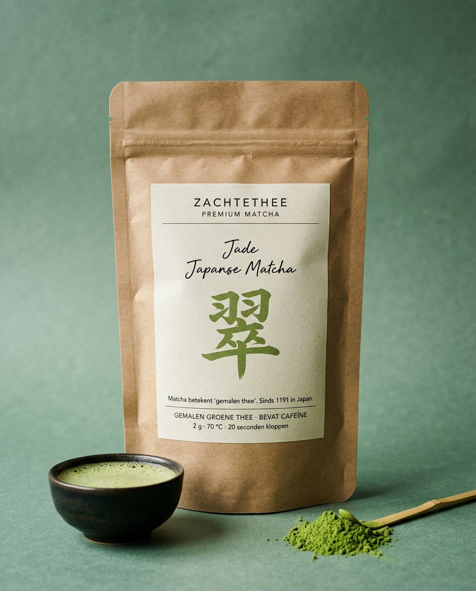 Zachtethee Jade – Japanse matcha, 50 g en 100 g kraft zakje