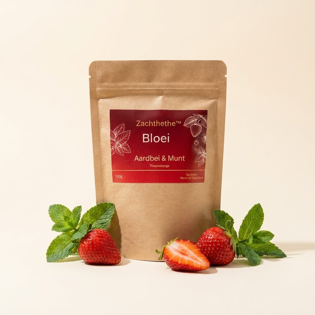 Bloei Aardbei & Munt groene thee doypack 100g